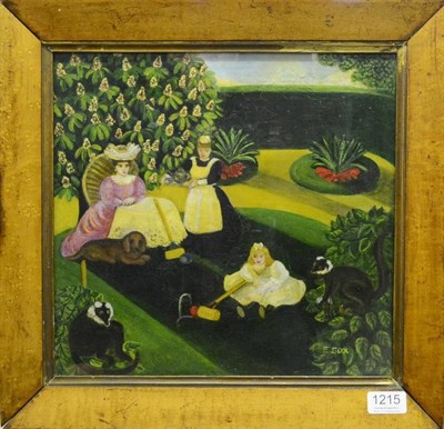 Lot 1215 - Eden Box (1919-1988) 'Tea on the Lawn' Signed, oil on canvas, 31.5cm by 33.5cm  Provenance: The...