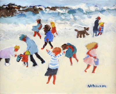 Lot 1219 - Sue Atkinson (Contemporary) 'Breezy Runswick Bay' Signed, oil on board, 18.3cm by 22.6cm