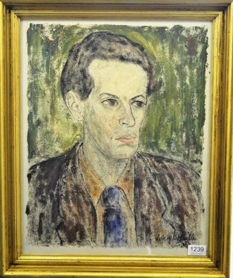 Lot 1239 - John Melville (1902-1986) Self portrait  Signed and dated (19)54, oil, charcoal and black ink...