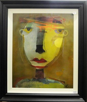 Lot 1245 - Terri Hallman (b.1962) American Head study with a bird Signed, dry pigment on board, 64cm by...