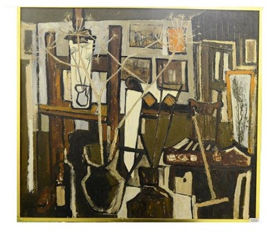 Lot 1252 - Gwilyn Pritchard RCS (b.1931) Welsh 'My Studio' Signed, oil on board, 80cm by 91cm  Provenance: The