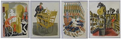 Lot 2039 - Eric Ravilious (1903-1942) 'Hams' 'Fire Engineer' 'Knife Grinder' 'Theatrical Properties' Four...