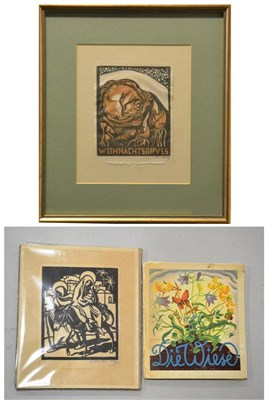 Lot 2042 - Norbertine Bresslern-Roth (1891-1978) Austrian  Hibernating Dormouse  Signed, linocut, together...