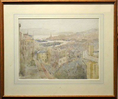 Lot 2055 - # William Thomas Martin Hawksworth (1853-1935) 'A Harbour, Early Morning' Pen, ink and watercolour