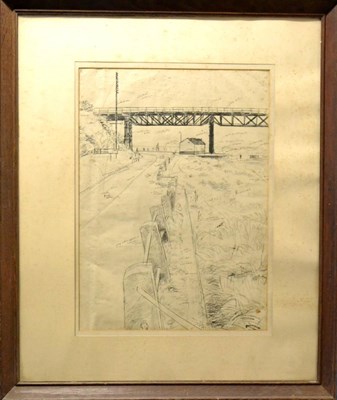 Lot 2060 - Frederick Brill (1920-1984)  'The Railway Viaduct' (Sandsend) Signed, dated 1958 and inscribed...