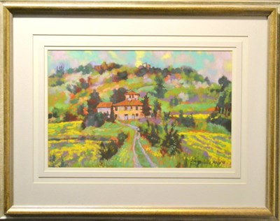 Lot 2068 - David Napp (b.1964) 'House and Winding Track' Signed and dated (19)89, pastel, 31cm by 48cm