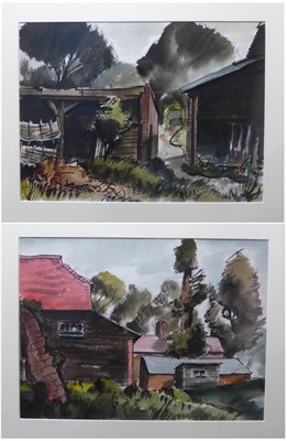 Lot 2073 - Colum Robert Gore-Booth (1913-1959) Landscape with farm buildings  Signed and dated (19)46,...