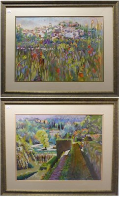 Lot 2075 - Tony Brummell-Smith (b.1949) 'Gardens of the Alhambra, Spain'  'Springtime Benitaya' Each...