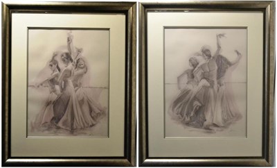 Lot 2083 - Charles Willmott (b.1943) 'Paco Peña Dance - Flamenco Voces y Ecos' Each signed, mixed media, 63cm