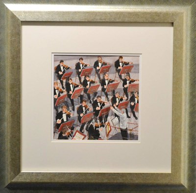 Lot 2092 - Tony Holahan (Contemporary) 'Violin Section' Signed, mixed media, 25cm by 25cm