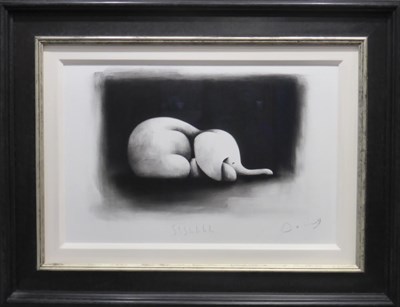 Lot 2095 - Doug Hyde (b.1972) 'Ssshh....' Signed and inscribed with title, signed verso, charcoal, 36cm by...