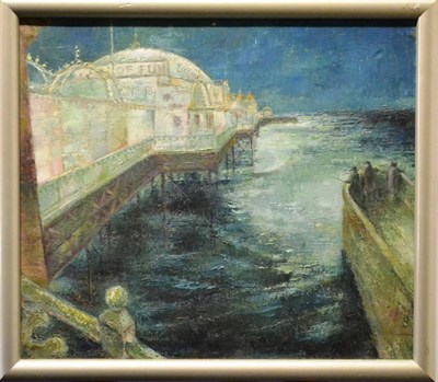 Lot 2109 - John R. Biggs (1909-1989) Palace Pier, Brighton Signed and inscribed on artist's label verso,...