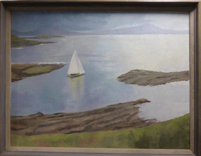 Lot 2111 - Evelyn Street (20th century) Irish  A sailboat off the Irish coast Monogrammed, oil on canvas, 81cm