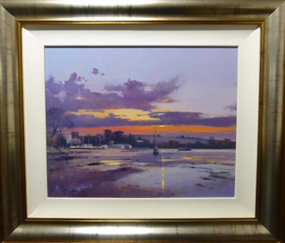 Lot 2112 - Peter Wileman PPROI RSMA EAGMA FRSA (b.1946)  'Sunrise St. Anthony, Cornwall' Signed, inscribed...