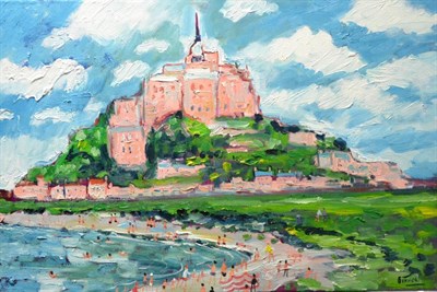 Lot 2113 - Simeon Stafford (b.1956) Mont St Michel Signed, oil on canvas, 50cm by 76cm (unframed)