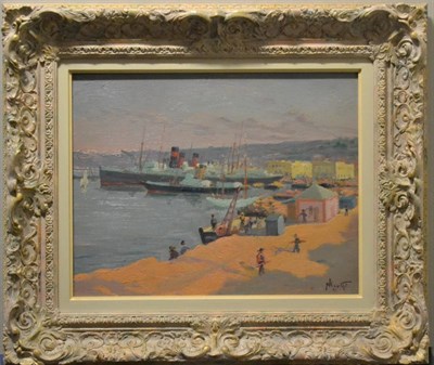 Lot 2125 - Paul Nicolai (1876-1948) 'Port Alger' Signed and dated (19)27, oil on panel, 31cm by 39cm