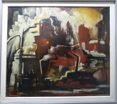 Lot 2142 - James Hardaker (1901-1991) 'Demolition of Bingley Mills'  Signed, oil on board, 88cm by 101cm