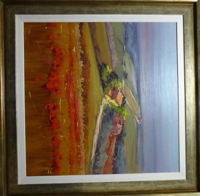 Lot 2160 - Bruno Tinucci (Contemporary) Italian Tuscan landscape with a poppy field Signed, oil on canvas,...