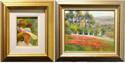 Lot 2162 - E.Mayor (Contemporary) Spanish 'Amapole' Majorcan landscape with poppies Signed, oil on canvas,...