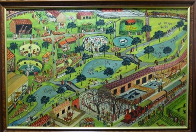 Lot 2169 - John Maxwell Nithsdale (20th/21st century) 'Design for a new Manchester Zoo' Signed, oil on...