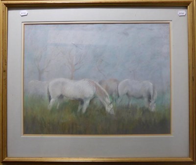 Lot 2175 - John Rattenbury Skeaping RA (1901-1980) Two grey horses grazing in a meadow Signed and dated...