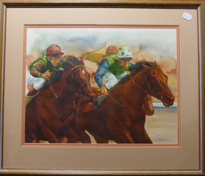 Lot 2177 - Alan Brassington (b.1959) 'The Finish at Aintree' Signed and dated (19)97, watercolour, 38cm by...