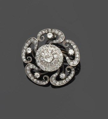 Lot 568 - A Late 19th Century Diamond Brooch, a three row cluster of old brilliant cut diamonds sits within a