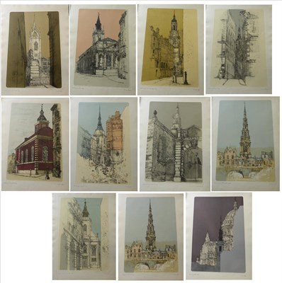 Lot 1002 - Richard Beer 'Ten Wren Churches' The set of ten etchings with aquatint printed in colours,...