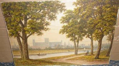 Lot 683 - John Dobbin (1815-1888) City of York from the River Ouse Signed and dated 1878, inscribed York,...