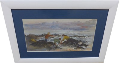 Lot 1046 - Sue Atkinson (b.1949) Rockpooling Signed, gouache, 17.5cm by 34.5cm