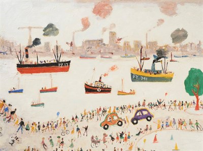 Lot 1087 - Simeon Stafford (b.1956) 'By the Docks' Signed and dated 06.5.11, inscribed verso, oil on...