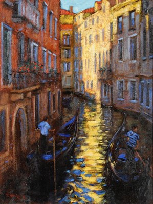 Lot 1090 - John Mackie (b.1955) 'Shaft of Light, Venice' Signed and dated 20(15), inscribed verso, oil on...