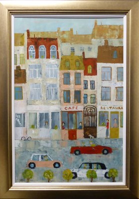 Lot 1095 - * Artiom (b.1994) Moldovian 'Cityscape' Signed, acrylic on board, 59cm by 38.5cm  Provenance:...