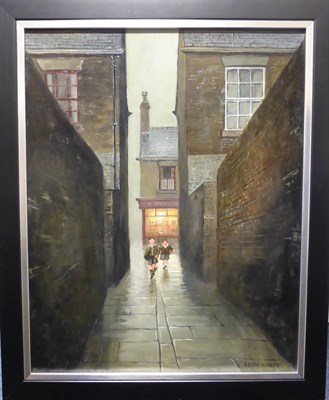 Lot 1097 - Steven Scholes (b.1952) 'Been for some Sweets, 1962' Signed, inscribed verso, oil on board,...