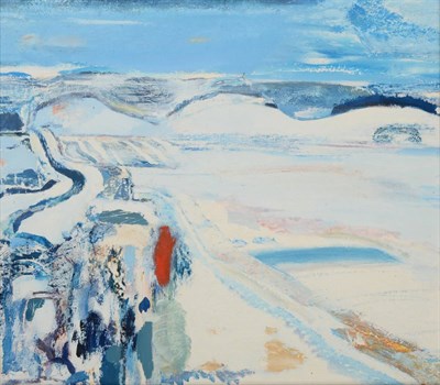 Lot 1107 - Derek Hyatt (b.1931) 'Snowy Yorkshire' Oil on card, 32cm by 36cm  Provenance: Abbot and Holder...