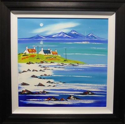 Lot 1115 - John Damari (Contemporary) Scottish 'Balephetrish on Mull' Signed, inscribed verso, oil on...