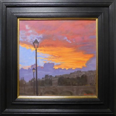 Lot 1117 - Andrew Fitzpatrick (Contemporary) Scottish 'The Sky over Paris' Signed, oil on board, 39.5cm by...