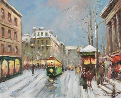 Lot 1118 - * After Antoine Blanchard (1910-1988) French Figures on a Paris street in the snow Bears signature