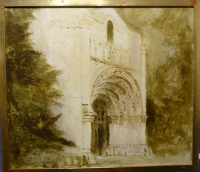 Lot 1119 - John Lacoux (1930-2008) The portico of Notre-Dame de l'Assomption de Fenioux Signed 73:16,...