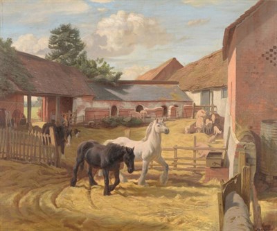 Lot 1127 - James Bateman RA, ARWS (1893-1959) 'Bringing up the Horses' Signed and dated 1943, oil on...