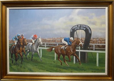 Lot 1128 - Neil Cawthorne (b.1936) The St. Leger, Doncaster  Signed, oil on canvas, 59.5cm by 90cm