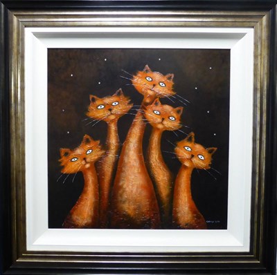 Lot 1135 - George Gale (b.1960) 'Cat Chorus' Signed, oil on canvas, 59cm by 59cm   Provenance: Browns Gallery