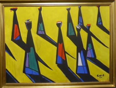 Lot 1150 - * Follower of Seif Wanley (1906-1979) Egyptian Nubian figures Bears signature, oil on board,...