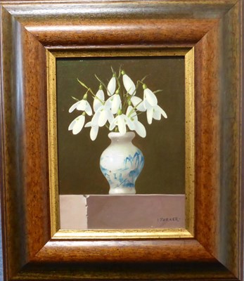 Lot 1163 - Ian Parker (b.1955) 'Snowdrops' Signed, oil on board, 19.5cm by 14.5cm