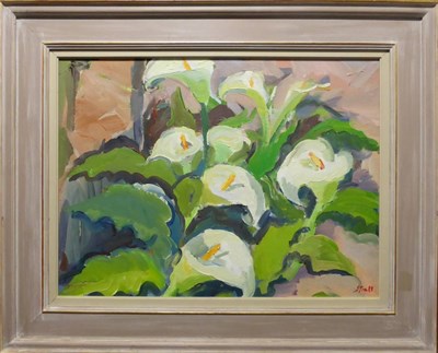 Lot 1170 - Jeffrey Pratt (Contemporary) Still life of white lilies Signed, oil on canvas, 44cm by 59.5cm