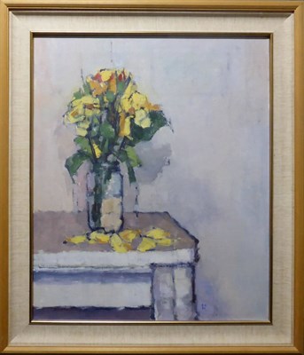 Lot 1172 - Sarah Spackman (Contemporary) 'Yellow Roses' Initialled and dated 1988, oil on canvas, 60cm by...