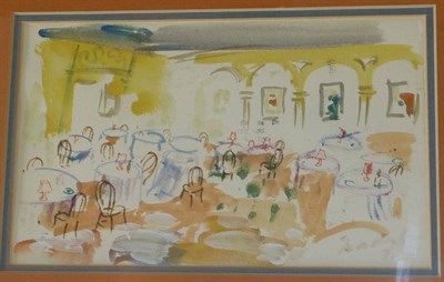 Lot 700 - Carlos Nadal (1917-1998) "Restaurant", interior study Indistinctly signed and possibly dated...