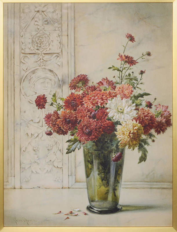 Lot 703 - Helen Cordelia Angell née Coleman ARWS (1847-1884) Still Life of Dahlias and Other Flowers in...