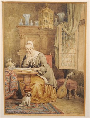 Lot 714 - Attributed to Jean Louis-Ernest Meissonier (19th century) Girl Seated beside a Table Reading a...