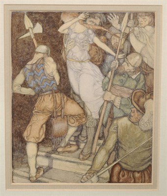 Lot 717 - Circle of Arthur Rackham (20th century) Figurative Subject, depicting soldiers with a female...